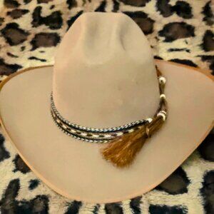 VTG Serratelli 4X Beaver Felt Cowboy Hat - Size 7 3/8 (59) Long Oval - Buckskin
